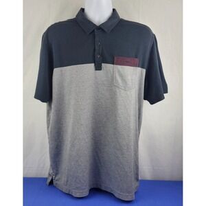 Travis Mathew Polo Shirt Men's XL Gray Navy With Color Block Pocket